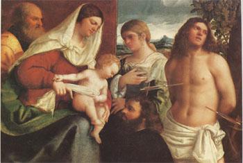 Sebastiano del Piombo The Holy Family with st Catherine st Sebastian and a Donor sacra Conversazione (mk05) Germany oil painting art